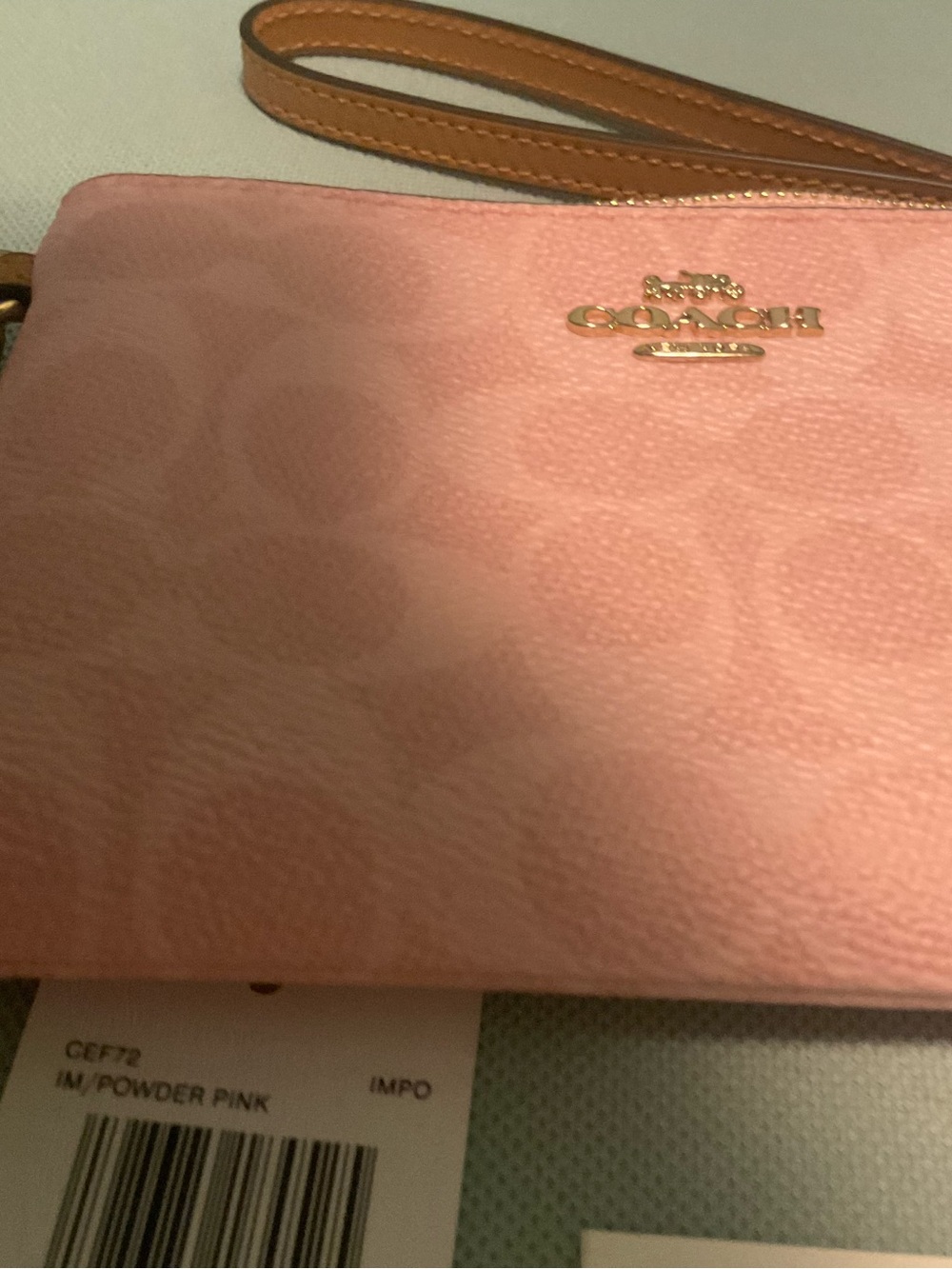 Coach Powder Pink Signature Zip Wristlet New - Picture 3 of 5